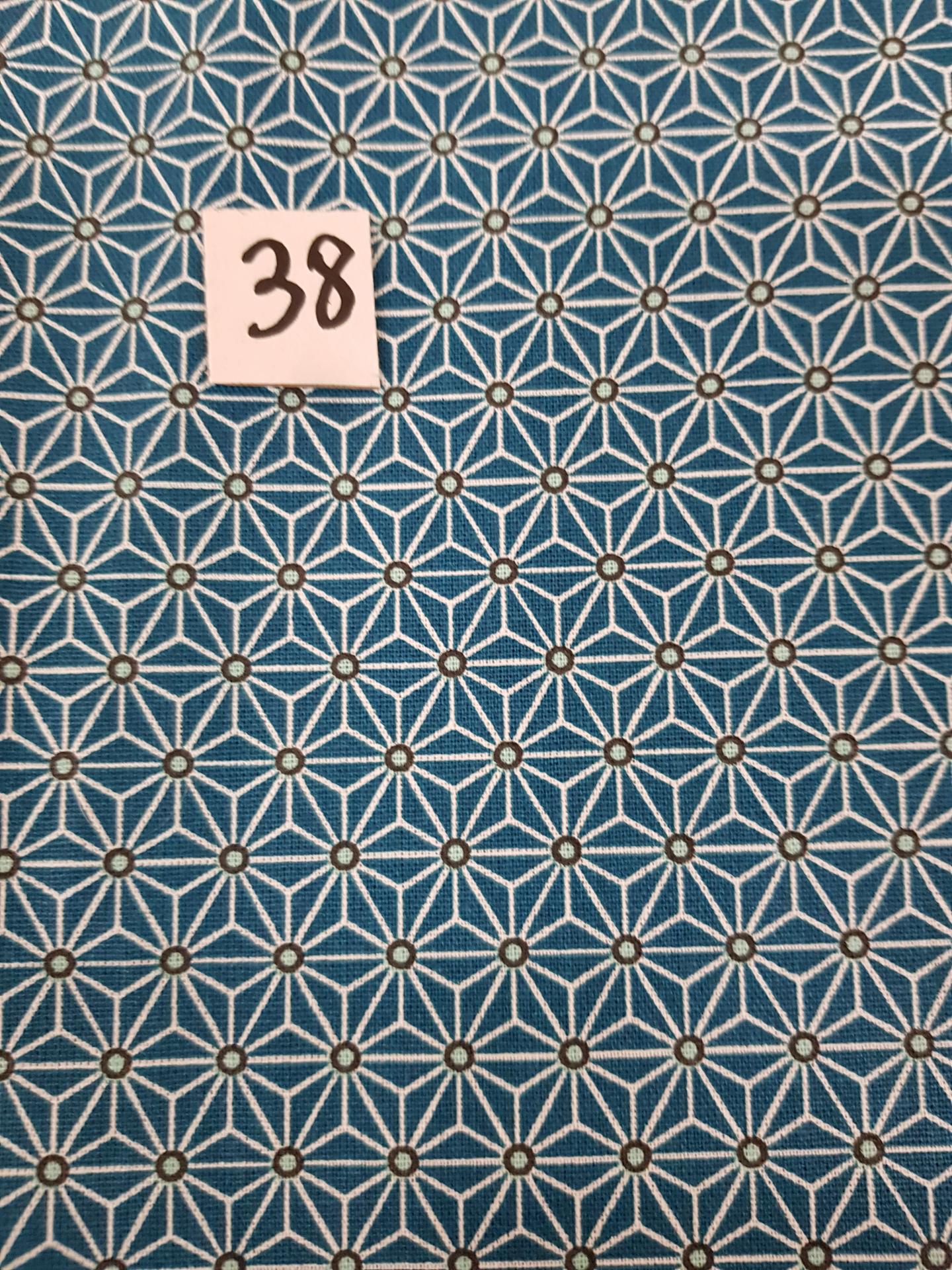 38 tissus lingettes fleurs bleu 38
