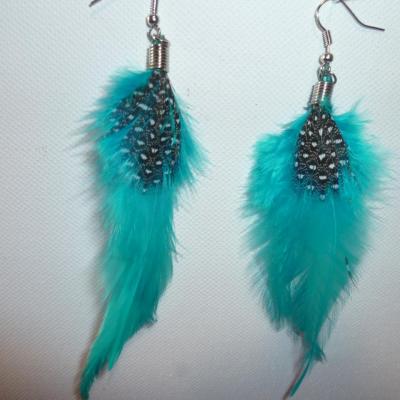 Boucles d'oreilles plume turquoise