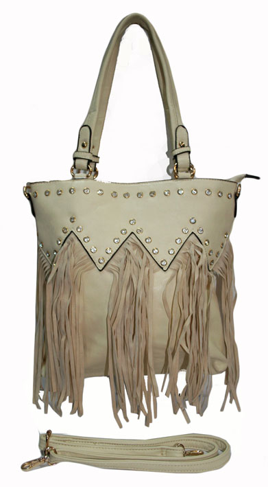 Sac franges beige